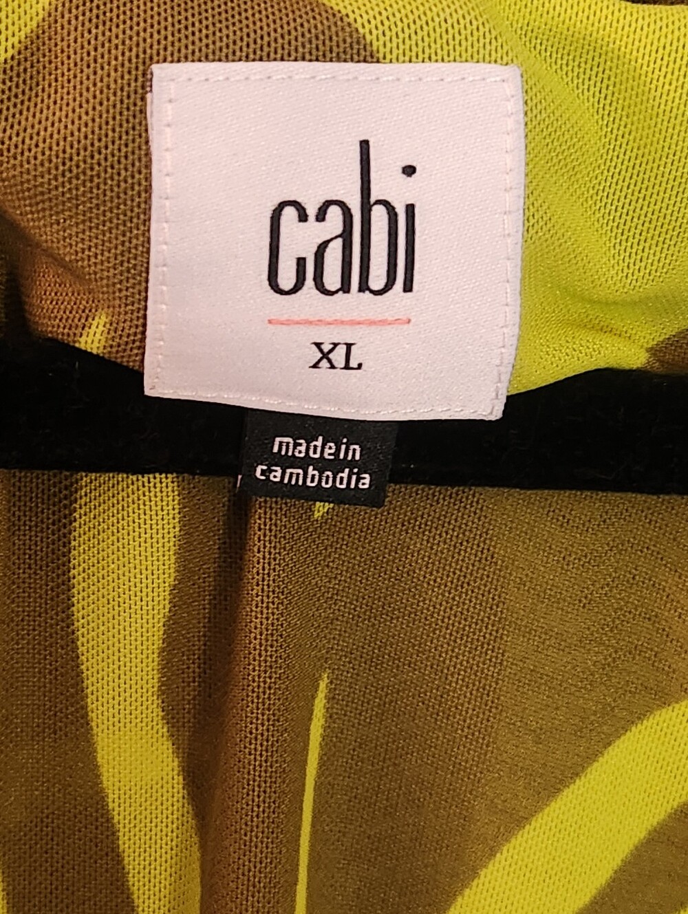 CAbi 5953 Tie Front Dress V-Neck Sleeveless Green Palm Tropical Floral Sz XL - Picture 4 of 7